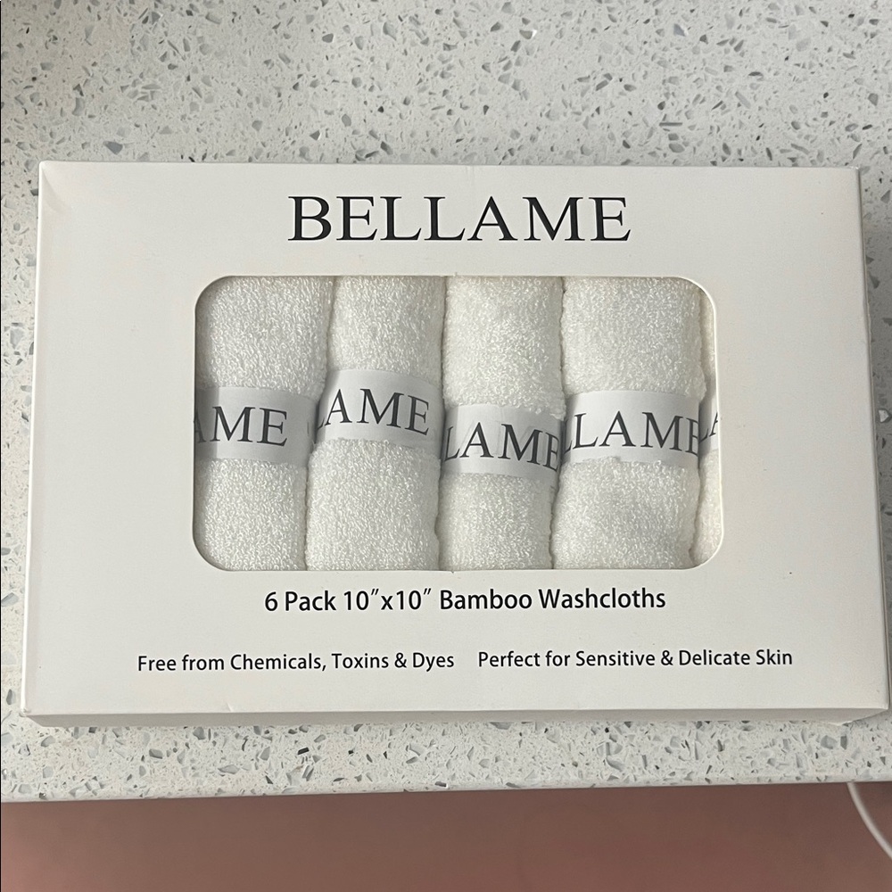 Bellame White Bamboo Washcloths - 6 Pack